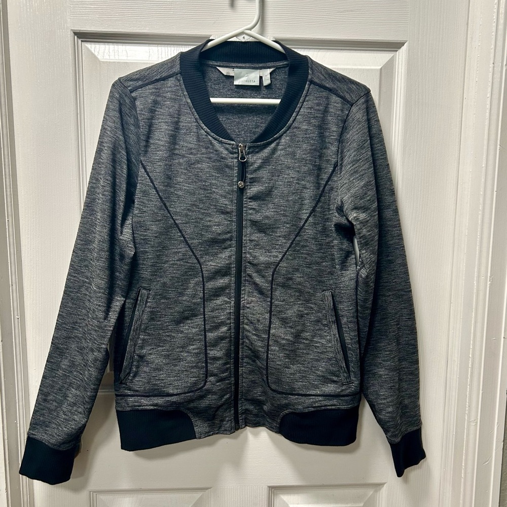 Athleta Long Sleeve Jacket, Medium, Gray/Black, Zip Up, Athleisure